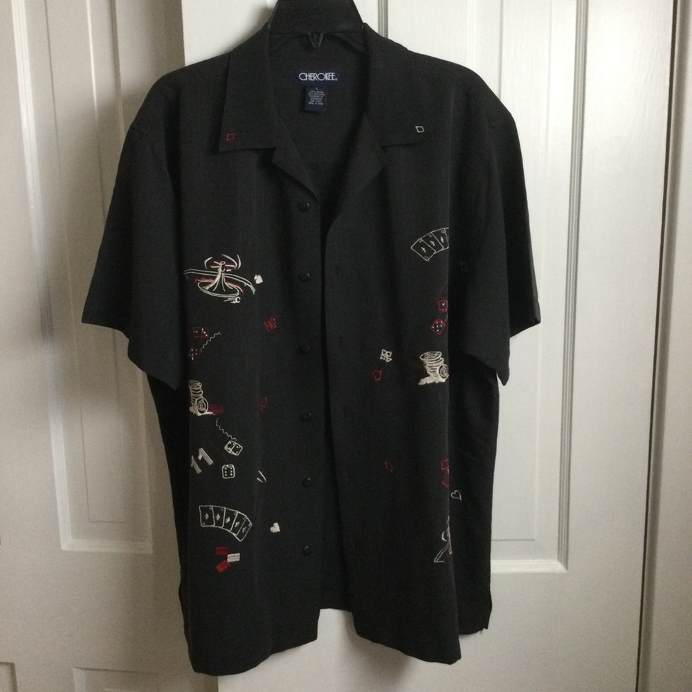 Cherokee Casual Embroidered Gambling Games Shirt